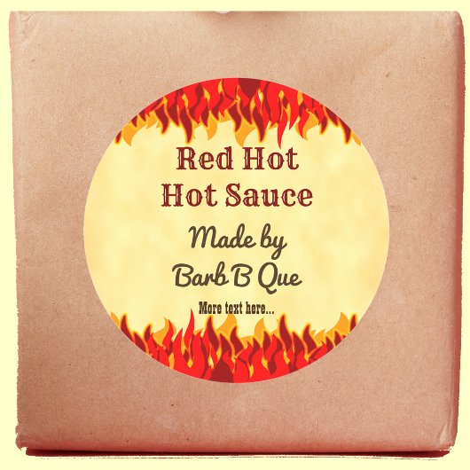 Red Flames Custom Retro BBQ Hot Sauce Ronde Sticker