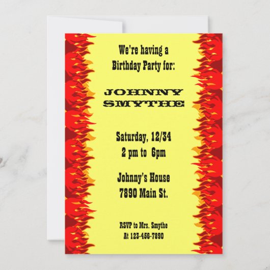 Red Flames modifiable Western BQ 5x7 Invitation (Dos)