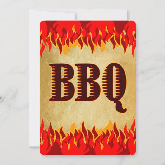 Red Flames Western BBQ Party Kaart (Voorkant)