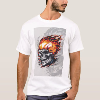 Red Flaming Skull - Gotisch ontwerp T-shirt