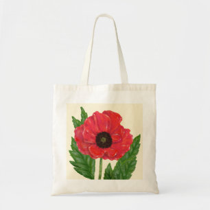 Red Flanders Poppy canvas tas
