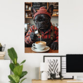 Red Flannel Frenchie: brouwen en zoemen Poster (Thuiskantoor)