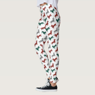 Red Flannel Kerstmis Dachshund Pattern Leggings