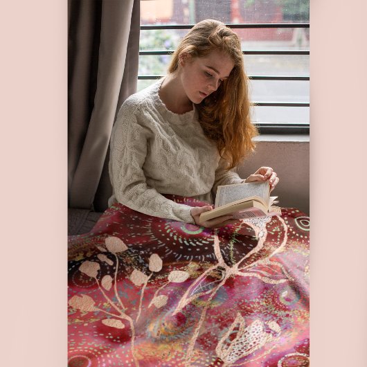 Red Fleece Deken met bloemen