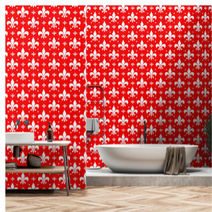 Red Fleur-de-lis Pattern Design Behang