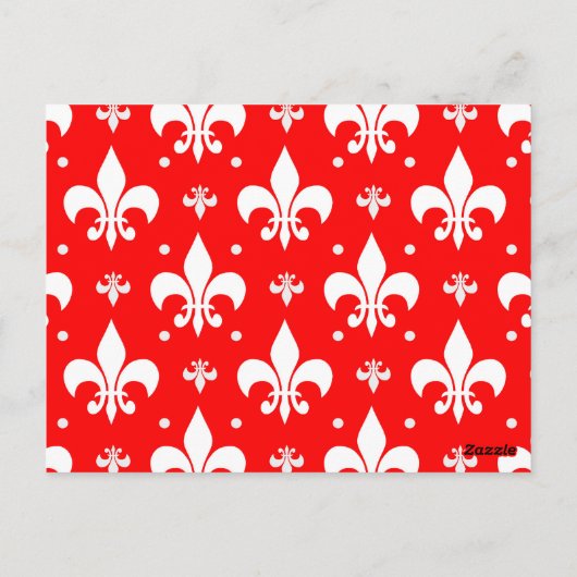 Red Fleur-de-lis Pattern Design Briefkaart (Achterkant)
