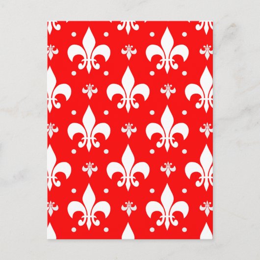Red Fleur-de-lis Pattern Design Briefkaart (Voorkant)