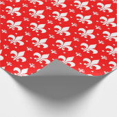 Red Fleur-de-lis Pattern Design Cadeaupapier (Hoek)
