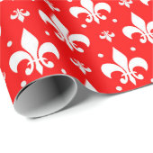 Red Fleur-de-lis Pattern Design Cadeaupapier (Rol Hoek)
