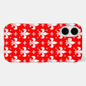 Red Fleur-de-lis Pattern Design Case-Mate iPhone Case (Achterkant (horizontaal))