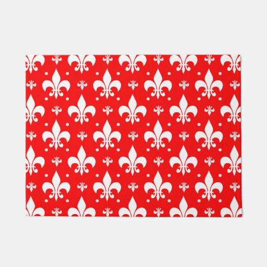 Red Fleur-de-lis Pattern Design Deurmat (Voorkant)