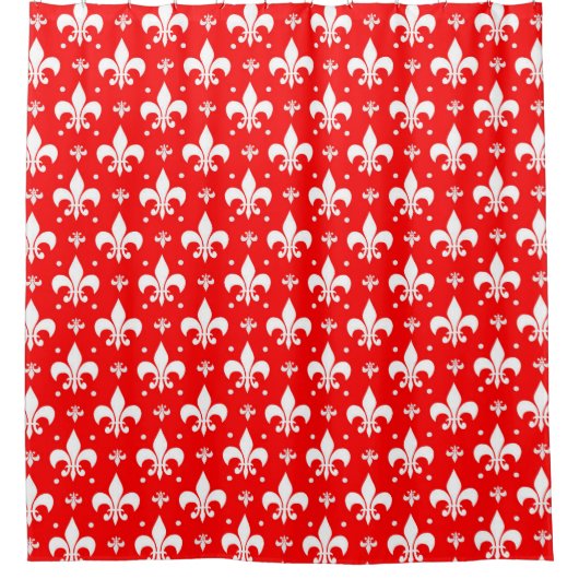 Red Fleur-de-lis Pattern Design Douchegordijn (Voorkant)