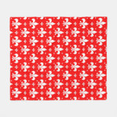 Red Fleur-de-lis Pattern Design Fleece Deken (Voorkant (Horizontaal))