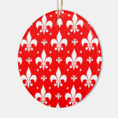 Red Fleur-de-lis Pattern Design Keramisch Ornament (Links)