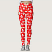 Red Fleur-de-lis Pattern Design Leggings (Voorkant)