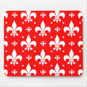 Red Fleur-de-lis Pattern Design Muismat