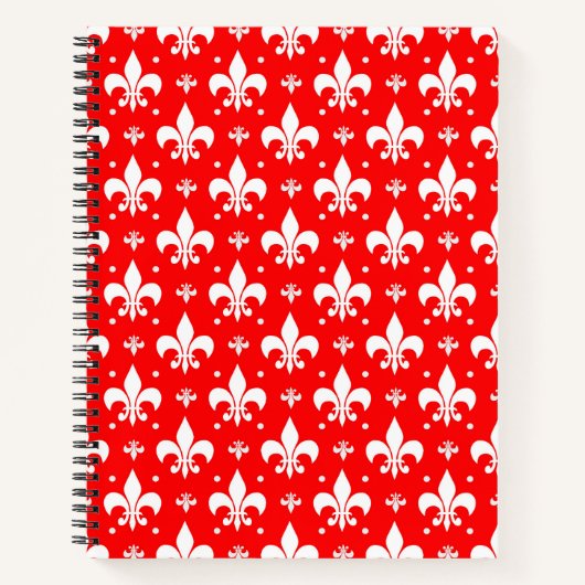 Red Fleur-de-lis Pattern Design Notitieboek (Voorkant)