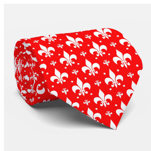 Red Fleur-de-lis Pattern Design Stropdas