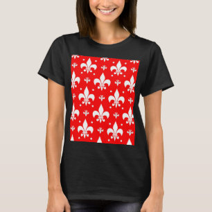 Red Fleur-de-lis Pattern Design T-shirt
