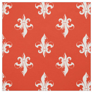 Red Fleur De Lis Pattern Stof