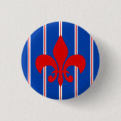 Red Fleur de Lis Striped Button (Voorkant)