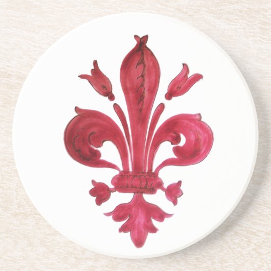 RED FLEUR DE LISE ZANDSTEEN ONDERZETTER (Voorkant)