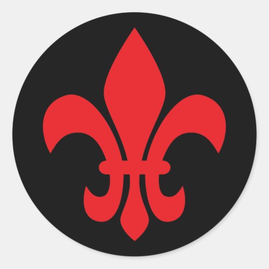 Red Fleur de Lys Ronde Sticker (Voorkant)