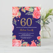 Red Floral 60e anniversaire Invitation Parties sci (Debout devant)