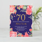 Red Floral 70e anniversaire Invitation Parties sci (Debout devant)
