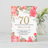 Red Floral 70e anniversaire Invitation Parties sci (Debout devant)