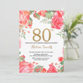 Red Floral 80e anniversaire Invitation Parties sci (Debout devant)