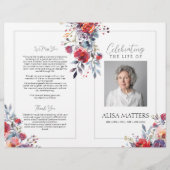 Red Floral begrafenisprogramma om het leven te vie Flyer (Voorkant)