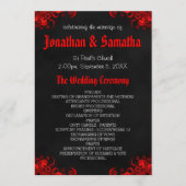 Red Floral Black Chalkboard Programme de mariage g (Devant)