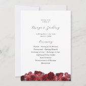 Red Floral & Black Mariage Cérémonie Programme (Devant)