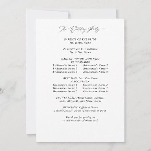 Red Floral & Black Mariage Cérémonie Programme (Dos)