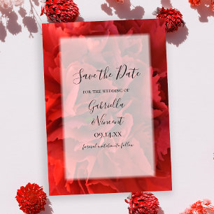 Red Floral Carnance Wedding Save the Date