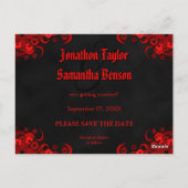 Red Floral Chalkboard Save The Date Aankondigingen (Achterkant)