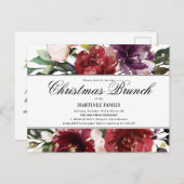 Red Floral Christmas Brunch Invitation (Devant / Derrière)