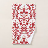 Red Floral Damask op White Bad Handdoek (Handdoek)