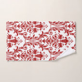 Red Floral Damask op White Bad Handdoek (Handdoek)