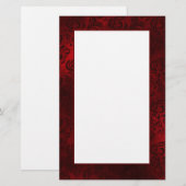 Red Floral Damask-schrijfpapier Briefpapier (Voorkant / Achterkant)