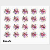 Red floral decoration ronde sticker (Vel)
