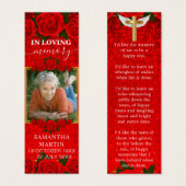 Red Floral Elegant Signet funéraire commémoratif (Devant & derrière)