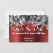 RED FLORAL ENREGISTRER LA DATE CARTE RSVP (Devant)