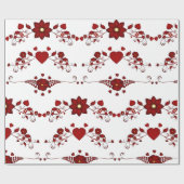 Red Floral Flourishes Cadeaupapier (Vlak)