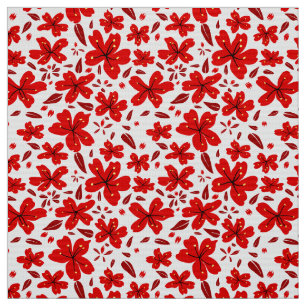 Red Floral Flowers Stof