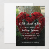 Red Floral Funeral | Roos: Levensgeviering Kaart (Voorkant / Achterkant)