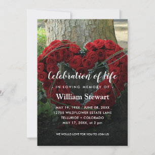 Red Floral Funeral Roos: Levensgeviering Kaart