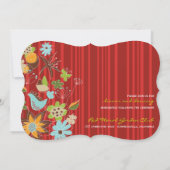 Red Floral Garden Invitation de mariage et carte d (Dos)