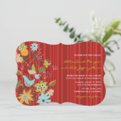 Red Floral Garden Invitation de mariage et carte d (Debout devant)